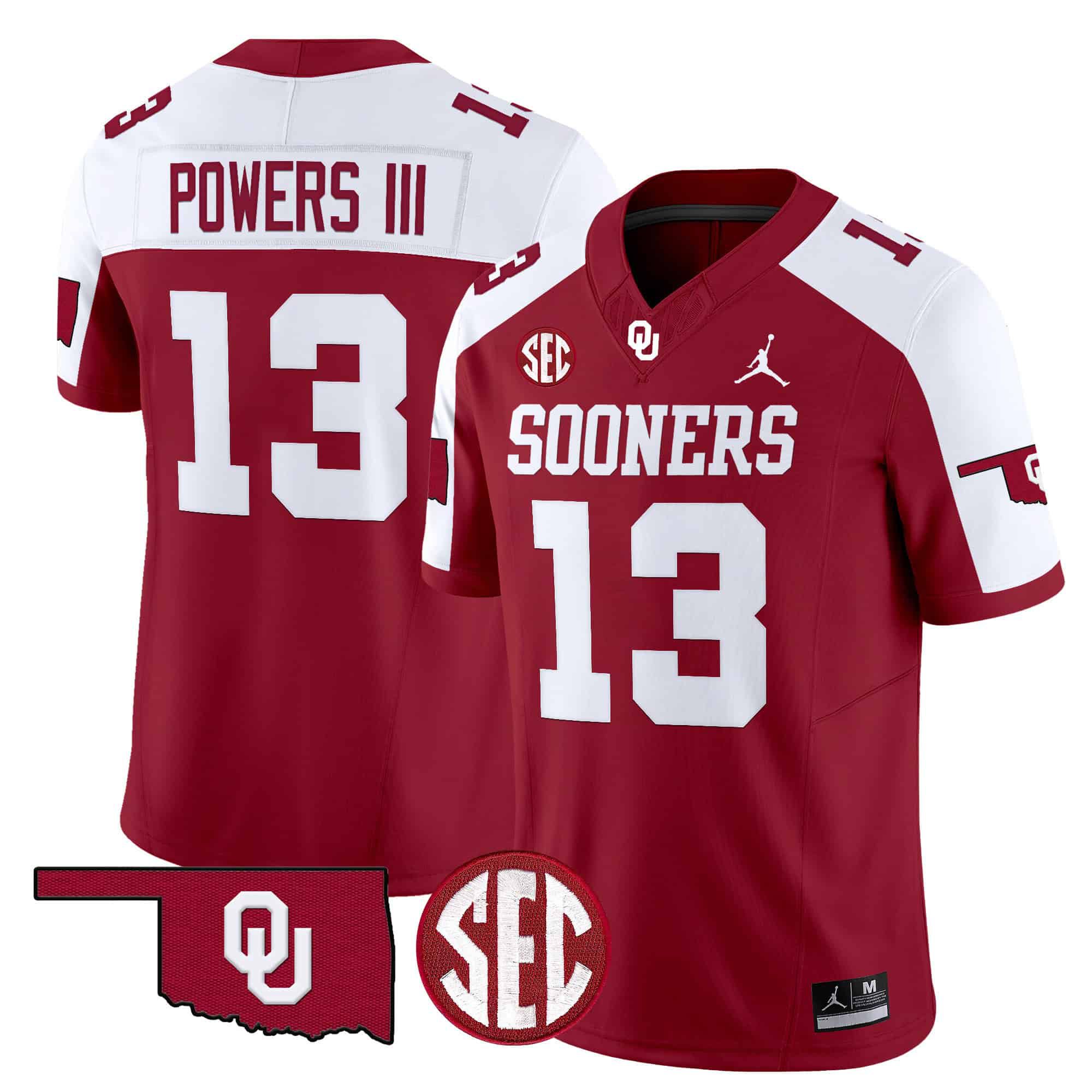 Men Oklahoma Sooners 13 Powers iii Red 2024 Vapor Limited NCAA Jersey